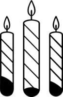 Illustration of Three Striped Candles with Flames for Decoration and Design vector
