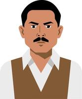 Illustration Serious Man with Mustache and Vest Ideal for Avatars and Graphic Design vector