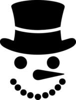 Simple Snowman Face Art with Top Hat and Button Smile vector