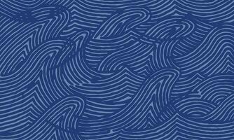 Crafted hand drawn wave brush line abstract pattern, Japanese and ethnic folk inspired wood carving, engraving textured background, minimal wood block style graphic for carpet, textile vector