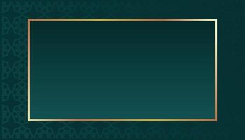 Islamic Elegant Green Background with Islamic Pattern and Golden Border Frame. vector