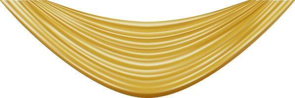 Realistic illustration of a golden silk curtain hanging and waving on a white background, creating a luxurious and elegant atmosphere vector