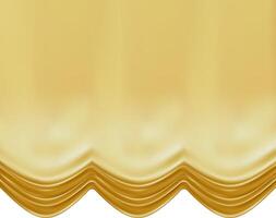 Realistic illustration of elegant golden stage curtains with soft folds, creating a luxurious and theatrical atmosphere, perfect for backgrounds and decorative elements vector