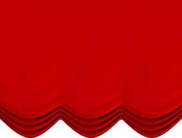 Red stage curtains are creating a wavy pattern on a white background, providing a dramatic and luxurious backdrop for theatrical performances or other events vector