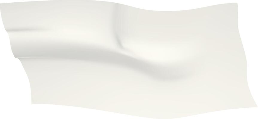 Realistic, wrinkled piece of adhesive tape with curved and folded corners gracefully waving on a white background, generating a dynamic and playful visual effect