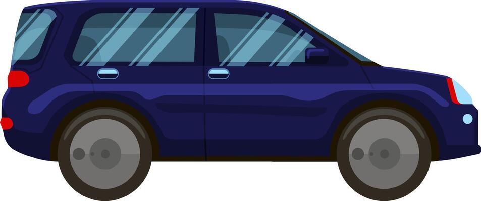 Side view of a dark blue compact SUV parked on a white background, showcasing its modern design and family friendly features, perfect for urban driving and weekend adventures
