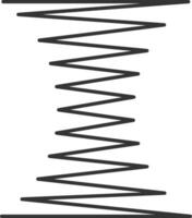 Metal spiral spring illustrating flexible coils and motor machine design, forming a linear silhouette against a white background, perfect for industrial concepts vector