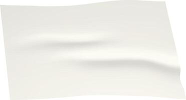 White sheet of paper is slightly bending and waving in the wind, creating soft folds and curves against a white background, perfect for representing simplicity, purity, and blank canvas concepts vector