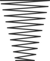 Dark gray metal spiral spring forming a cone shape, representing concepts such as flexibility, elasticity, industry, mechanics, physics, and potential energy vector
