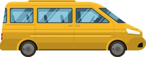 Yellow minivan taxi cab showcasing a left side view, designed for passenger transportation, isolated against a clean white background, perfect for urban travel and commuting needs vector