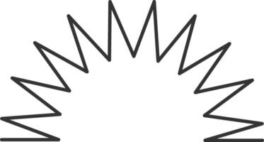 Semicircle formed by zigzag lines creating a sun or star shape, simple graphic design element, ideal for backgrounds, patterns, or decorative motifs vector