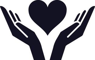 Two hands gently cradling a heart, representing love, care, and affection shared among family, friends, and romantic partners, embodying support and connection in relationships vector