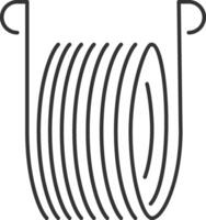 Continuous line drawing depicting a tensioned metal coil spring that elegantly forms a parabola, set against a clean white background, emphasizing its geometric simplicity and industrial design vector