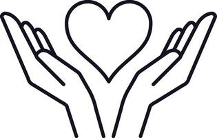 Open hands gently cradling a heart shape, representing love, compassion, and charity, while embodying themes of support, togetherness, and the spirit of giving vector