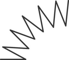 Simple line drawing of a metal spiral spring forming a zigzag pattern, isolated on a white background, representing concepts such as flexibility, elasticity, and mechanics vector
