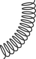 Metal spiral spring curving gracefully against a white background, symbolizing concepts of flexibility, elasticity, and innovative industrial design in mechanics and engineering vector