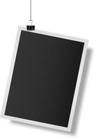 Photo frame hanging with binder clip isolated on white background is creating a vintage memories template with empty black space for your design vector
