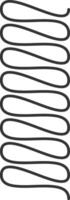 Dark metal spiral spring forming regular loops, creating a rhythmic pattern against a clean white backdrop, ideal for concepts related to mechanics, industry, or repetitive processes vector