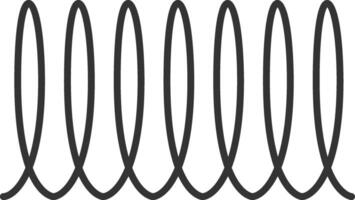Dark gray metal spiral spring forming repeating loops on a white background, representing concepts such as flexibility, elasticity, and industrial design vector