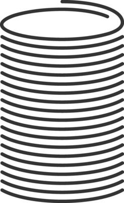 Close up illustration of a metal spiral spring forming a cylindrical shape, creating a visual of stacked coils, suitable for concepts related to mechanics, industry, and engineering