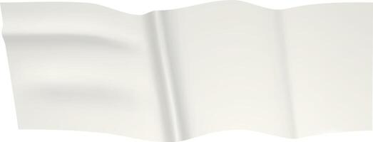 Wavy white adhesive tape with folds and wrinkles creating a textured, transparent effect against a clean white backdrop, ideal for design projects needing a realistic sticky tape representation vector