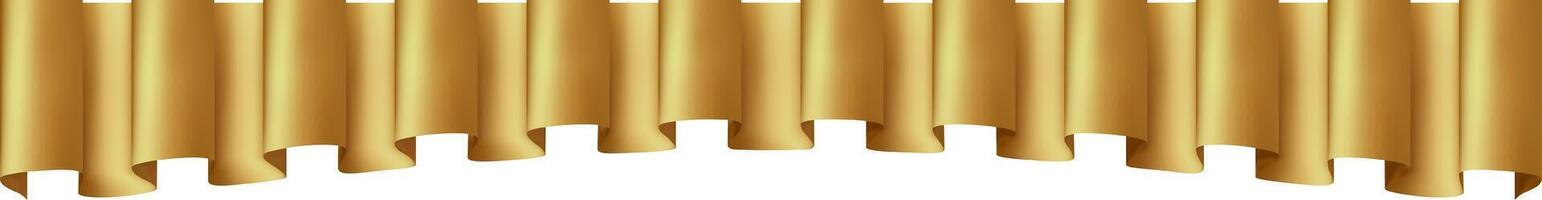 Realistic illustration of golden velvet curtains, creating a luxurious and elegant atmosphere, perfect for theater, opera, or any grand event vector