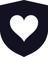 minimalista ilustración presentando un oscuro proteger abarcando un blanco corazón, simbolizando proteccion, seguridad, amar, cuidado, y bien siendo vector
