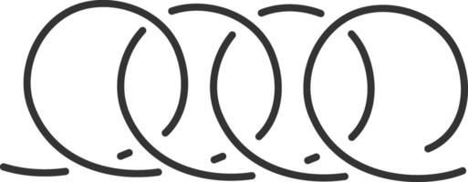 Wire springs and steel curved flexible coils forming a linear spiral silhouette isolated on a white background, ideal for industrial and mechanical concepts vector