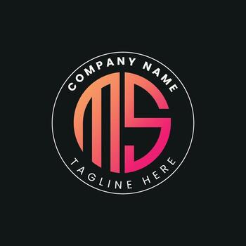 Elegant monogram with initial MS Badge logo design for branding vector