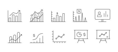 Graph and Charts Icon Set Outline vector
