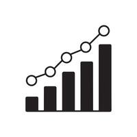 PBlack and White Bar Graph Icon with Line Chart vector