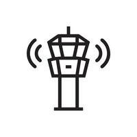 Minimalist Air Traffic Control Tower Icon with Signal Waves vector
