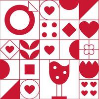 Geometric seamless pattern in red and white colors for Valentines Day vector