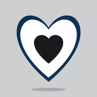 Stylish Heart Design with Black Center and Blue Outline vector