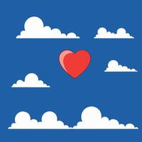 Heart Symbol Against a Bright Blue Sky with Whimsical Clouds vector