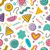 seamless pattern with colorful candy and other items vector