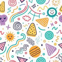 seamless pattern with colorful shapes symbols vector