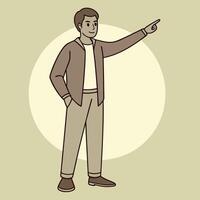 a man pointing at something with his hand vector