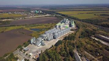 Aerial view of agricultural land and grain silo 11 video