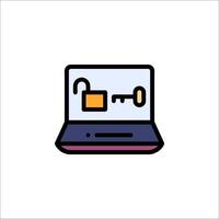 A laptop with a lock icon on it vector