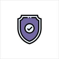 A purple shield with a check mark on it vector