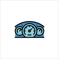 A blue and black speedometer icon on a white background vector