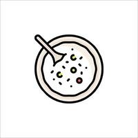 A bowl of rice with a spoon in it vector