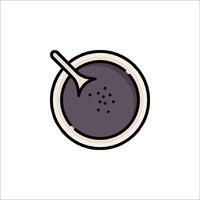 A bowl of black powder with a spoon in it vector
