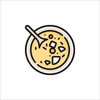 A bowl of soup with a spoon in it vector