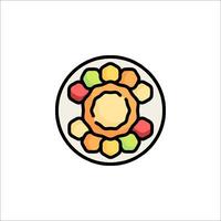 A colorful plate with food on it vector