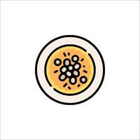 A bowl of fruit with a spoon on top vector