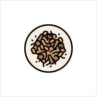 A plate of food with meat and vegetables in it vector