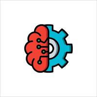 A brain and gear icon on a white background vector