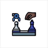A hand is playing chess with a robot vector